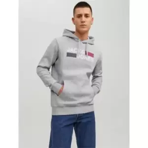Image of Jack and Jones Corp Logo Hood Sweat - Grey