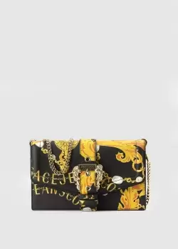 Image of Versace Jeans Couture Womens Chain Couture Wallet Chain Bag In Black/Gold