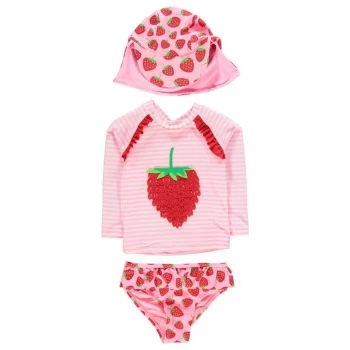 Image of Crafted 3 Piece Swim Set Child Girls - Strawberry