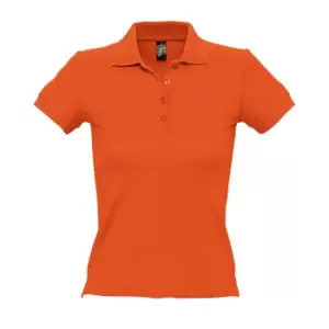 Image of SOLS Womens/Ladies People Pique Short Sleeve Cotton Polo Shirt (XXL) (Orange)