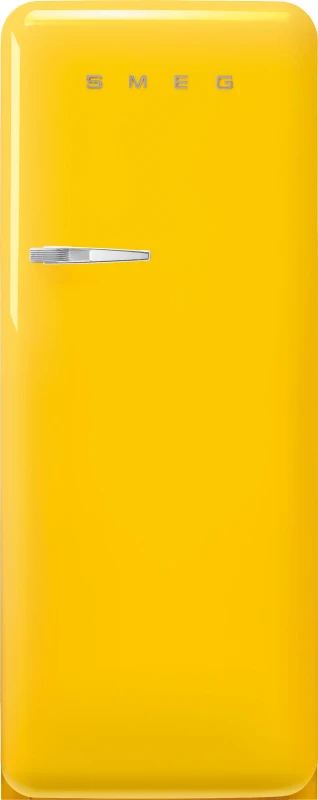 Image of Smeg 50s Style Retro Right Hand Hinge FAB28RYW6 153cm Small Fridge with Ice Box - Yellow - C Rated