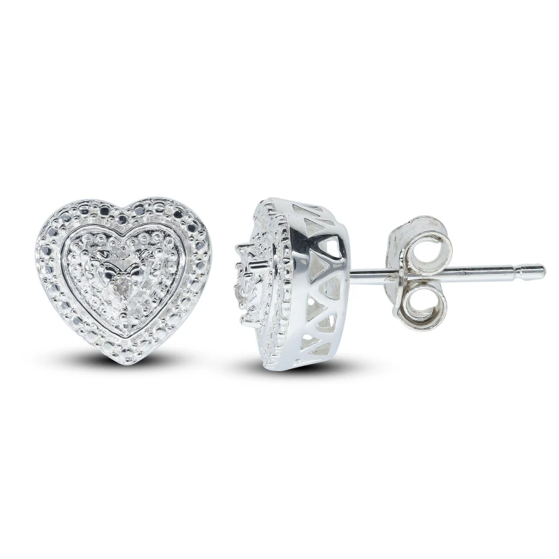 Image of Be You Sterling Silver Diamond Heart Stud Earrings Silver female One Size