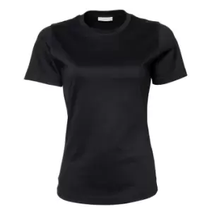 Image of Tee Jays Womens/Ladies Interlock Short Sleeve T-Shirt (L) (Black)