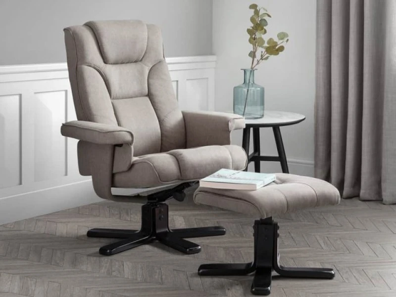Image of Julian Bowen Malmo Grey Fabric Recliner Chair with Footstool