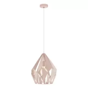 Image of Hanging Ceiling Pendant Light Pastel Apricot Steel 1 x 60W E27 Bulb