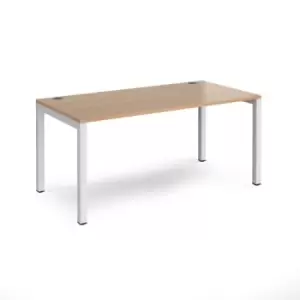 Image of Bench Desk Single Person Starter Rectangular Desk 1600mm Beech Tops With White Frames 800mm Depth Connex