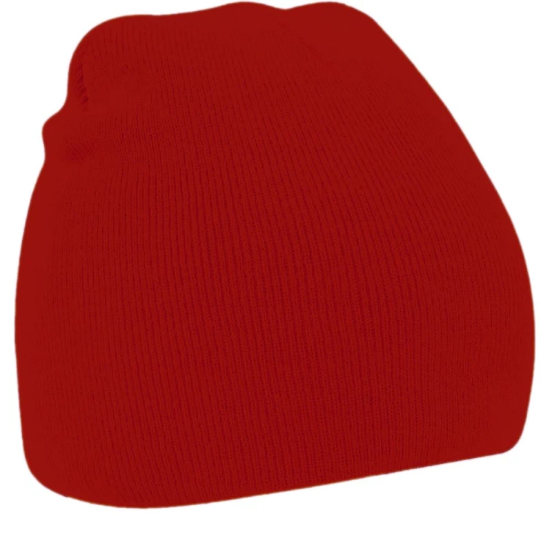 Image of Beechfield Beechfield Men Plain Basic Knitted Winter Beanie Hat in Red Red One Size Male 5055747773996