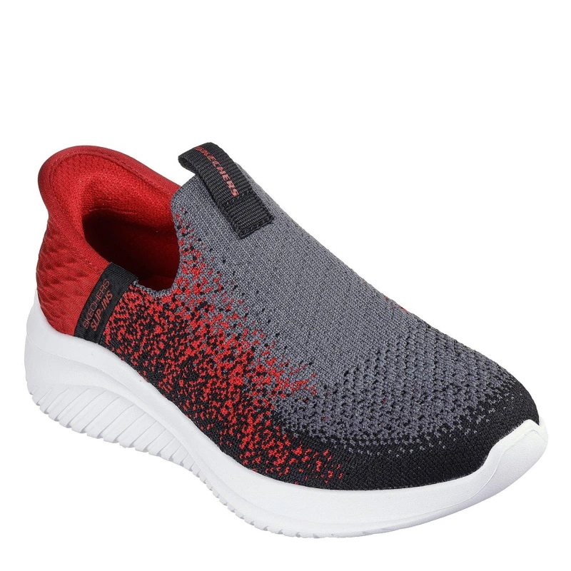 Image of Skechers Slip-Ins Stretch Knit Sneaker W Air Slip On Trainers Unisex Kids Charcoal/Red unisex 3 (36)