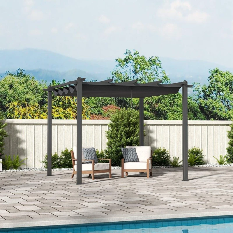 Image of Breeins Elegant Aluminum Patio Pergola with Canopy - Black L