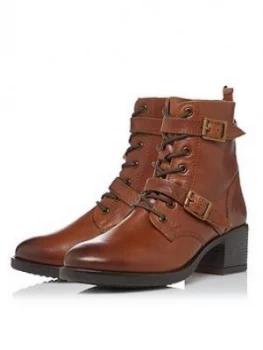 Image of Dune London Paxtone 2 Ankle Boot, Dark Tan Leather, Size 7, Women