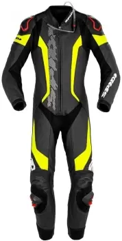 Image of Spidi Laser Pro One Piece Perforated Motorcycle Leather Suit, black-yellow, Size 48, black-yellow, Size 48