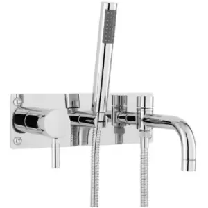 Image of Hudson Reed Tec Single Lever 2-Hole Bath Shower Mixer Tap Wall Mounted - Chrome