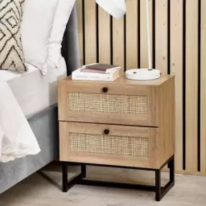Image of Julian Bowen Padstow 2 Drawer Bedside Table Oak