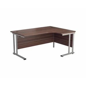 Image of TC Office Start Silver Cantilever Frame Right Hand Crescent Desk 1600x1200mm, Dark Walnut