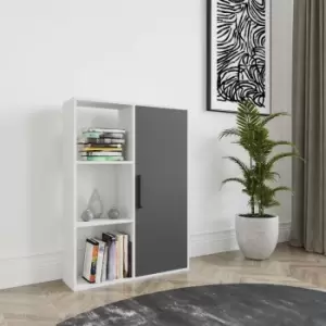 Image of Decorotika - Patrick Multipurpose Standard Bookcase Bookshelf Shelving Unit Display Unit With Cabinet -White / Anthracite - White / Anthracite