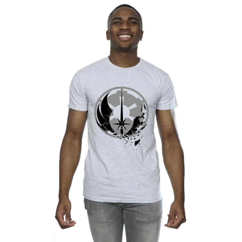 Image of Star Wars Star Wars Men Obi-Wan Kenobi Fractured Logos T-Shirt in Grey Size: Small Grey S Male 5059934440470