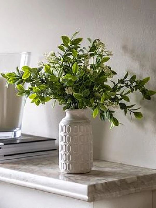 Image of Crossland Grove Retro Vase with Meadown Foliage, White 5056693592242