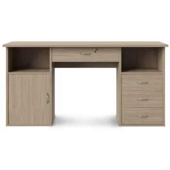 Image of Dorelhome - Alphason Dallas Oak Effect Home Office Desk With Cupboard And Drawers Storage