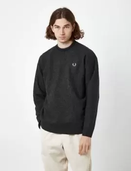 Image of Fred Perry Crew Neck Jumper (Boiled Wool) - Black Marl