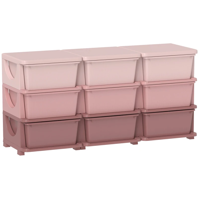 Image of HOMCOM Kids Storage Units with Drawers 3 Tier Chest Dresser Tower Pink 311-053V01PK