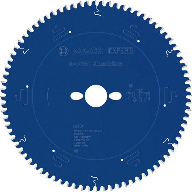 Image of Bosch Expert Aluminium Circular Saw Blade 260 X 2.5/1.8 X 30 mm T80 2608902114