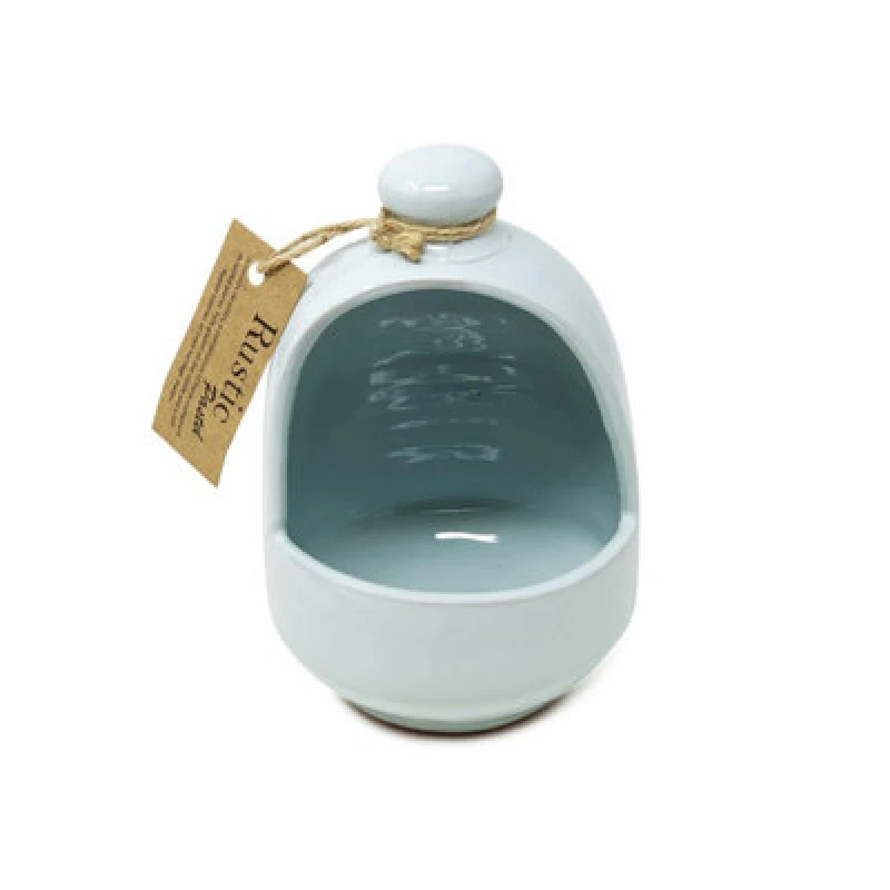 Image of Verano Spanish Ceramics Rustic Pastel Fully Dipped Terracotta Kitchen Dining Salt Pig Blue (D) 11Cm