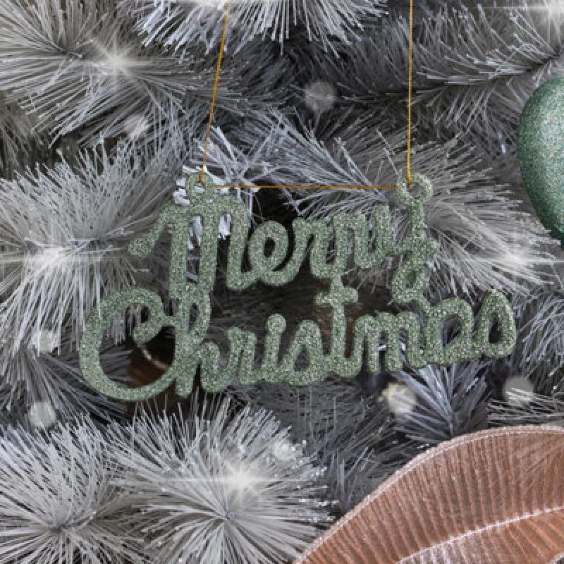 Image of Melody Maison Sage Green Glitter Merry Christmas Sign Light Green