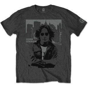 Image of John Lennon - Skyline Mens Medium T-Shirt - Charcoal Grey