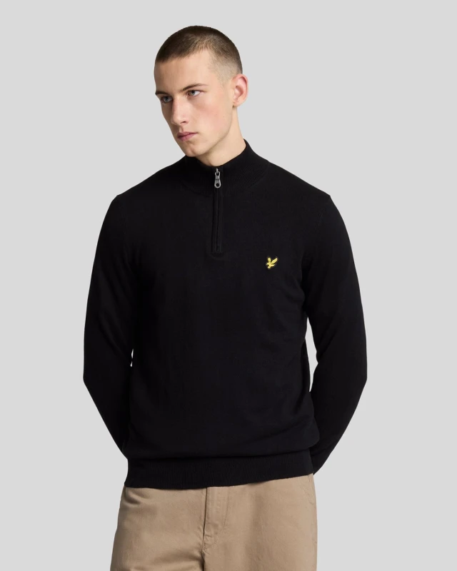 Image of Lyle & Scott Marino Quarter Zip Knit Jet Black XXL
