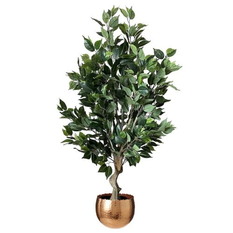 Image of Leaf 100cm Premium Artificial Ficus Twist Tree Copper Curve Planter