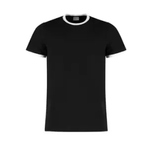 Image of Kustom Kit Mens Fashion Fit Ringer T-Shirt (S) (Black/White)