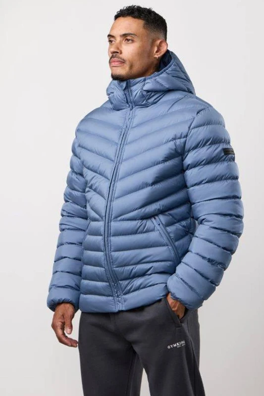 Image of GYM KING Mens Endurance Puffer Jacket Slate Blue Size: Medium Blue Male M