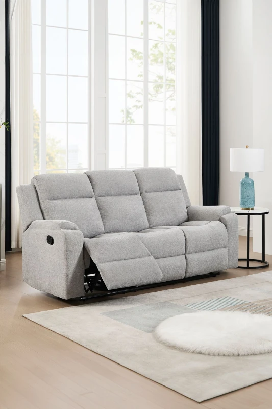 Image of More4Homes Orka 3 Seater Fabric Manual Recliner Sofa Grey