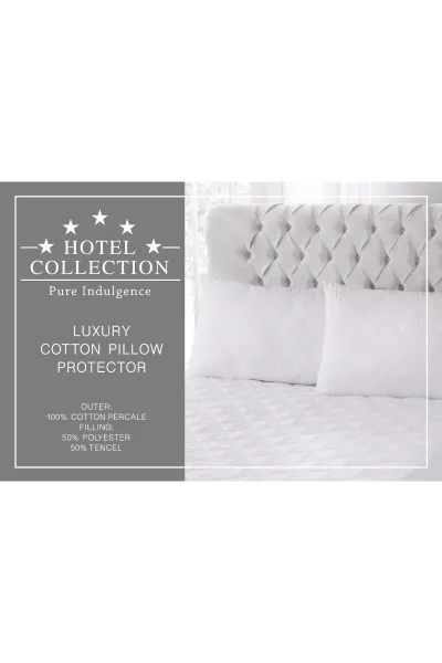 Image of Hotel Collection Luxury Cotton Pair of Pillow Protectors - Size: 48x74cm - White