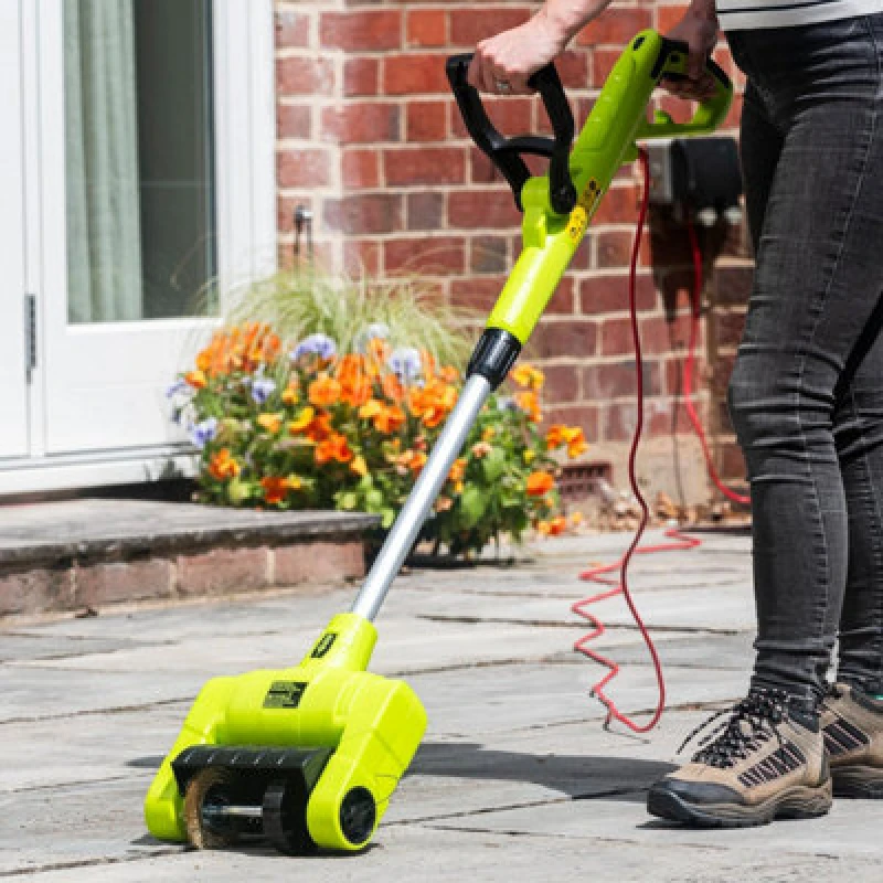 Image of Garden Gear Electric Multi Cleaning Brush Weed Sweeper 500W Cleans Patios Decks & Driveways - Moss, Weeds, And Dirt Removal