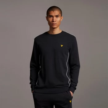 Image of Mens Crew Neck with Contrast Piping - True Black - S