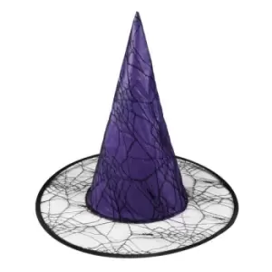 Image of Witch Hat With Spider Webs Fancy Dress (Purple)