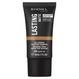 Image of Rimmel London Lasting Matte Foundation 30ml (Various Shades) - 406 Classic Tan