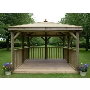 Image of 11x11 (3.5x3.5m) Square Wooden Garden Gazebo with Traditional Timber Roof