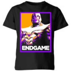 Image of Avengers Endgame Thanos Poster Kids T-Shirt - Black - 9-10 Years