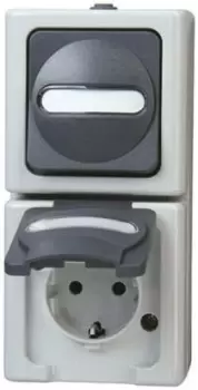 Image of Kopp Grey Plug Socket, 16A, Type F - German Schuko
