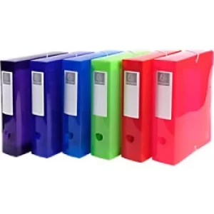 Image of Iderama Elasticated Box File PP A4 80mm, Assorted, Pack of 6