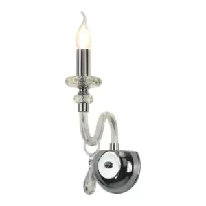 Image of Wall Lamp, 1 Candle Light E14, Polished Chrome, Clear Glass, Crystal - Luminosa Lighting