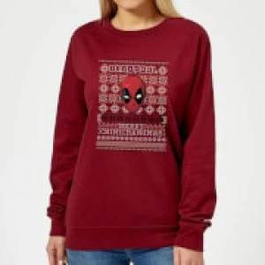 Image of Marvel Deadpool Womens Christmas Sweatshirt - Burgundy - S