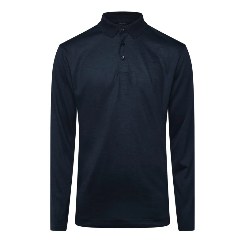 Image of Hugo H-Pado 110 Long Sleeve Polo Shirt Dark Blue male S