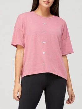 Image of Nike Training Pro Oversized T-Shirt - Pink, Size S, Women