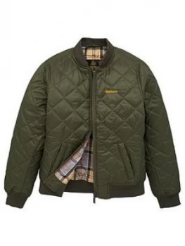 Image of Barbour Boys Gabble Quilt Bomber Jacket - Olive