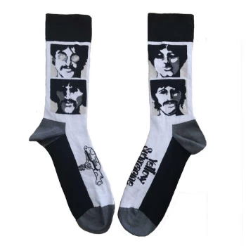 Image of The Beatles - Yellow Submarine Sea of Science Faces Mono Unisex UK Size 7 - 11 Ankle Socks - White
