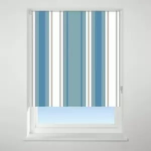 Image of Universal Patterned Stripe Blue Blackout Roller Blind Blue