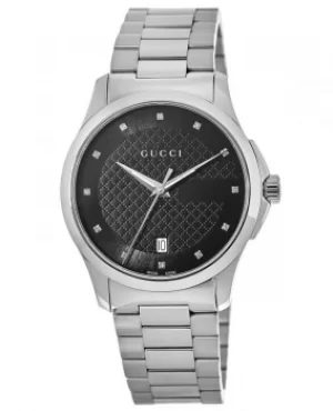 Image of Gucci G-Timeless Black Diamond Dial Stainless Steel Unisex Watch YA126456 YA126456
